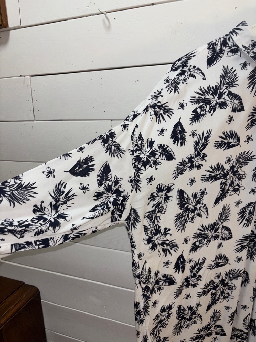 LORD + TAYLOR White & Navy Tropical Print Tunic Dress Size L - Picture 5 of 10